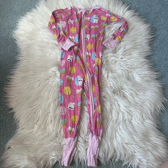 Little Sleepies milk and cookies pink zippy size 12-18 months - Picture 1 of 2